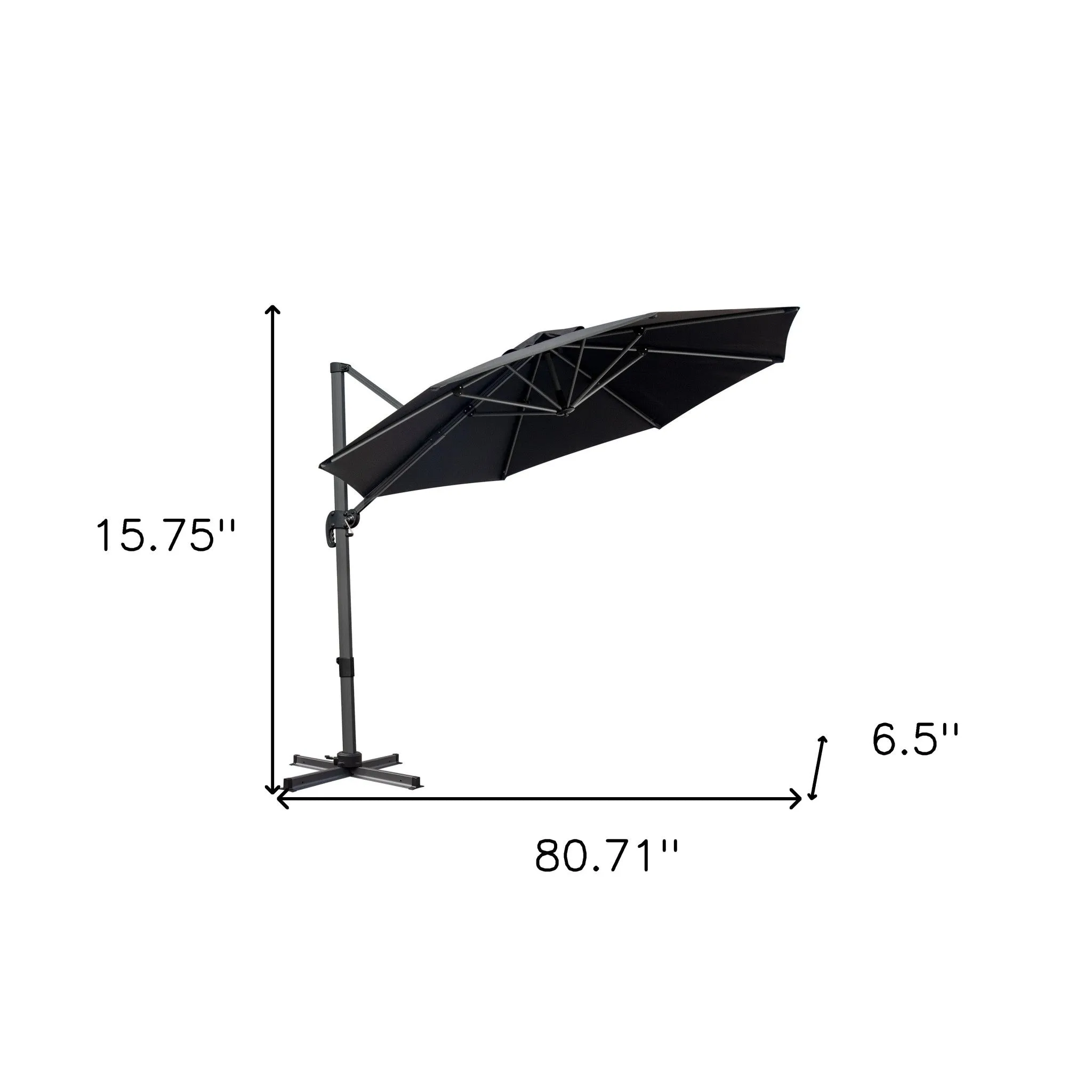 10' Black Polyester Round Tilt Cantilever Patio Umbrella – Stylish Shade for Modern Outdoor Spaces