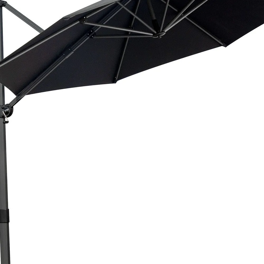 10' Black Polyester Round Tilt Cantilever Patio Umbrella – Stylish Shade for Modern Outdoor Spaces
