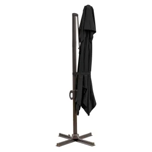 10' Black Polyester Square Tilt Cantilever Patio Umbrella - Stylish Shade for Outdoor Relaxation