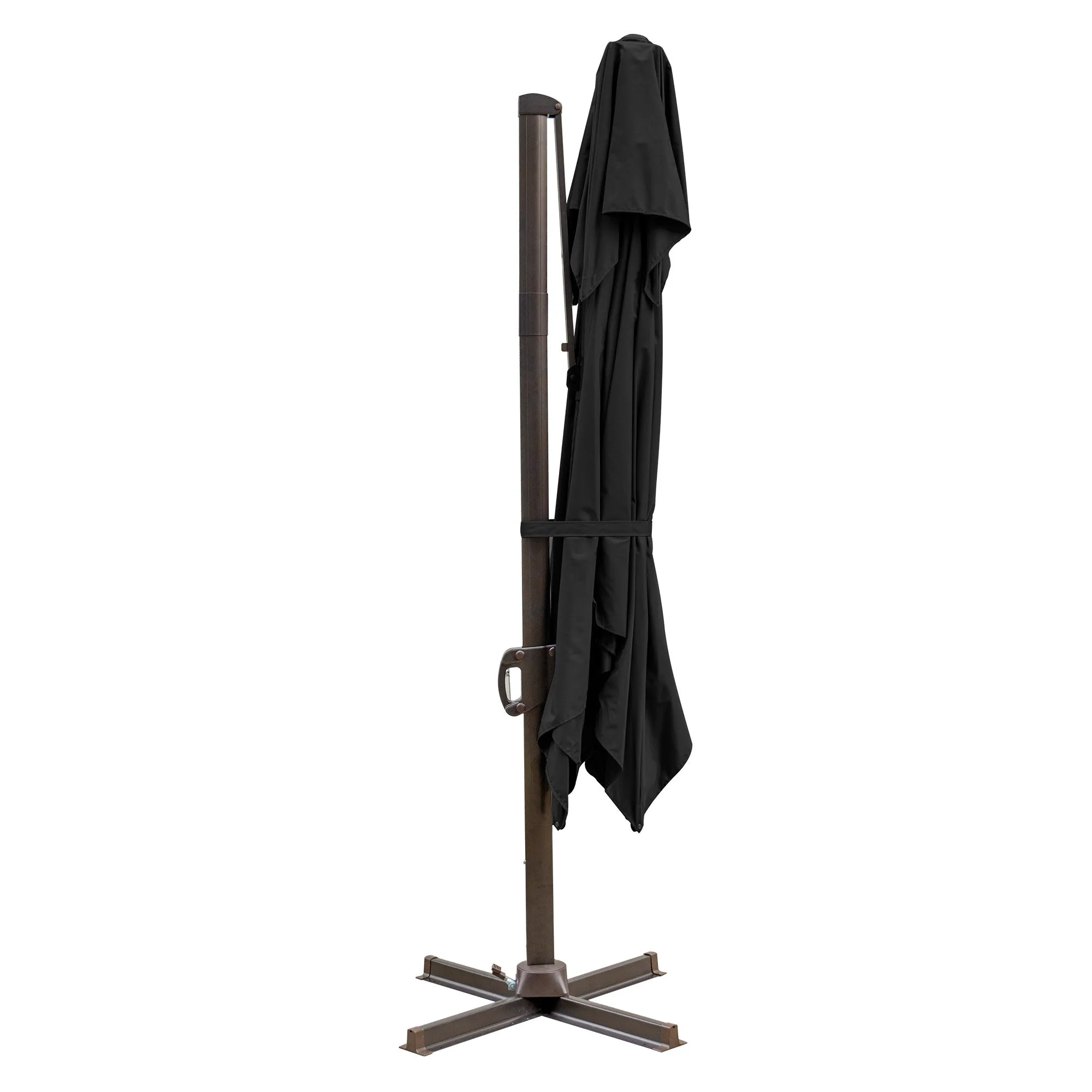 10' Black Polyester Square Tilt Cantilever Patio Umbrella - Stylish Shade for Outdoor Relaxation
