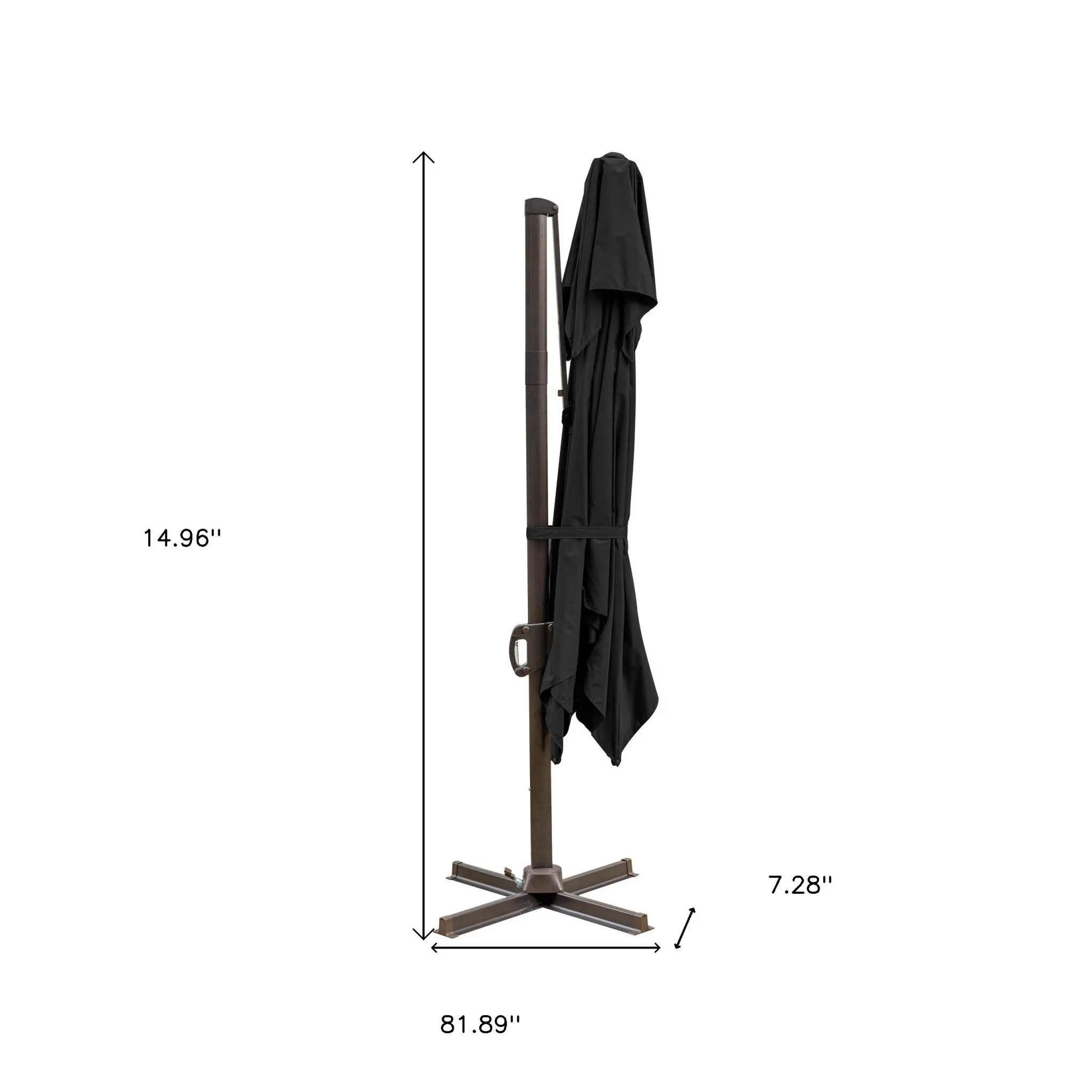 10' Black Polyester Square Tilt Cantilever Patio Umbrella - Stylish Shade for Outdoor Relaxation