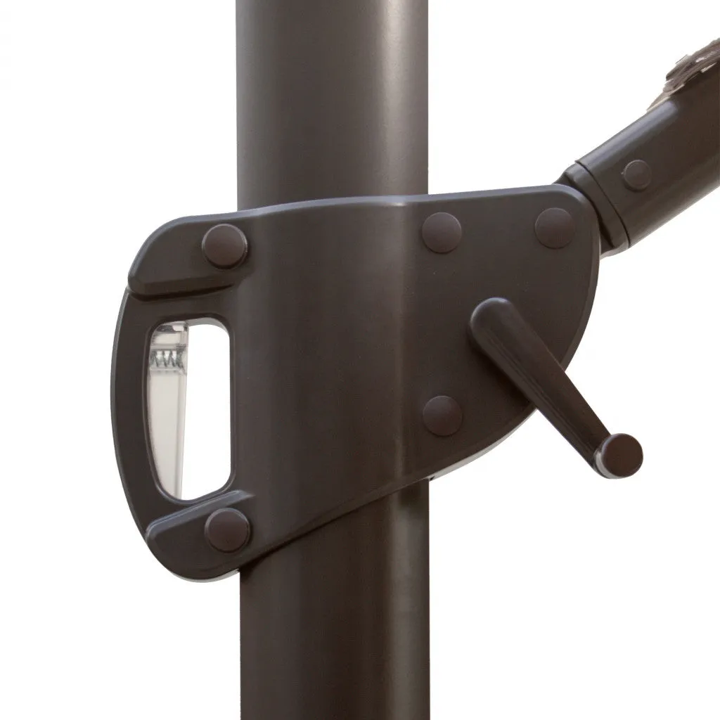 10' Dark Gray Polyester Square Tilt Cantilever Patio Umbrella with Easy Crank Lift & Stand
