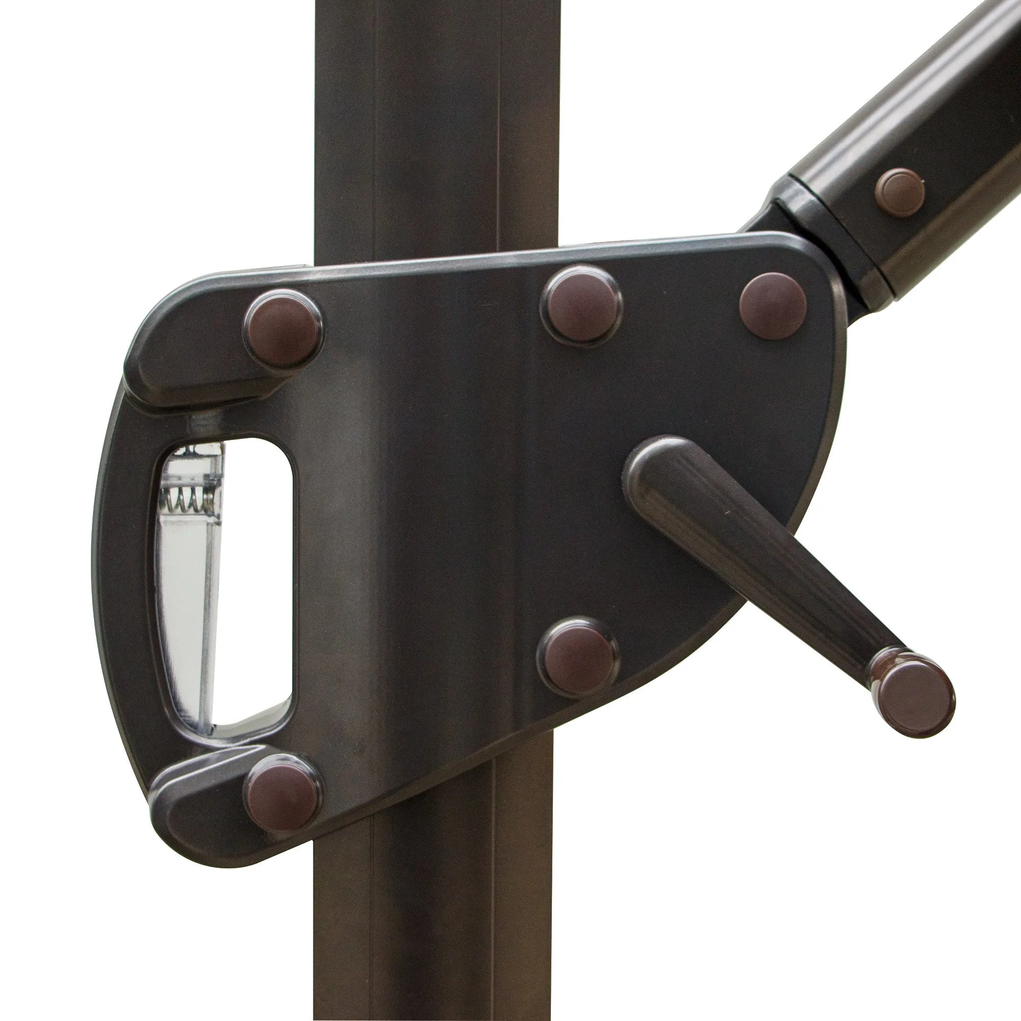 10' Dark Gray Polyester Square Tilt Cantilever Patio Umbrella with Easy Crank Lift Stand