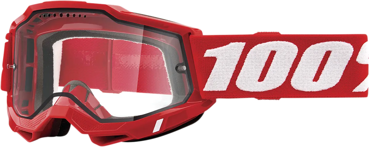 100% Accuri 2 Enduro MTB Goggles - Neon Red - Clear 50016-00005