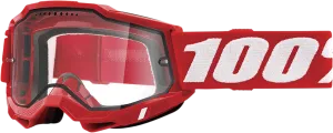 100% Accuri 2 Enduro MTB Goggles - Neon Red - Clear 50016-00005
