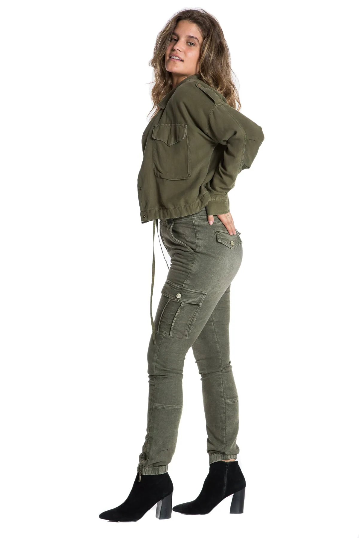 100% Silk jacket with elastic waist in Clover