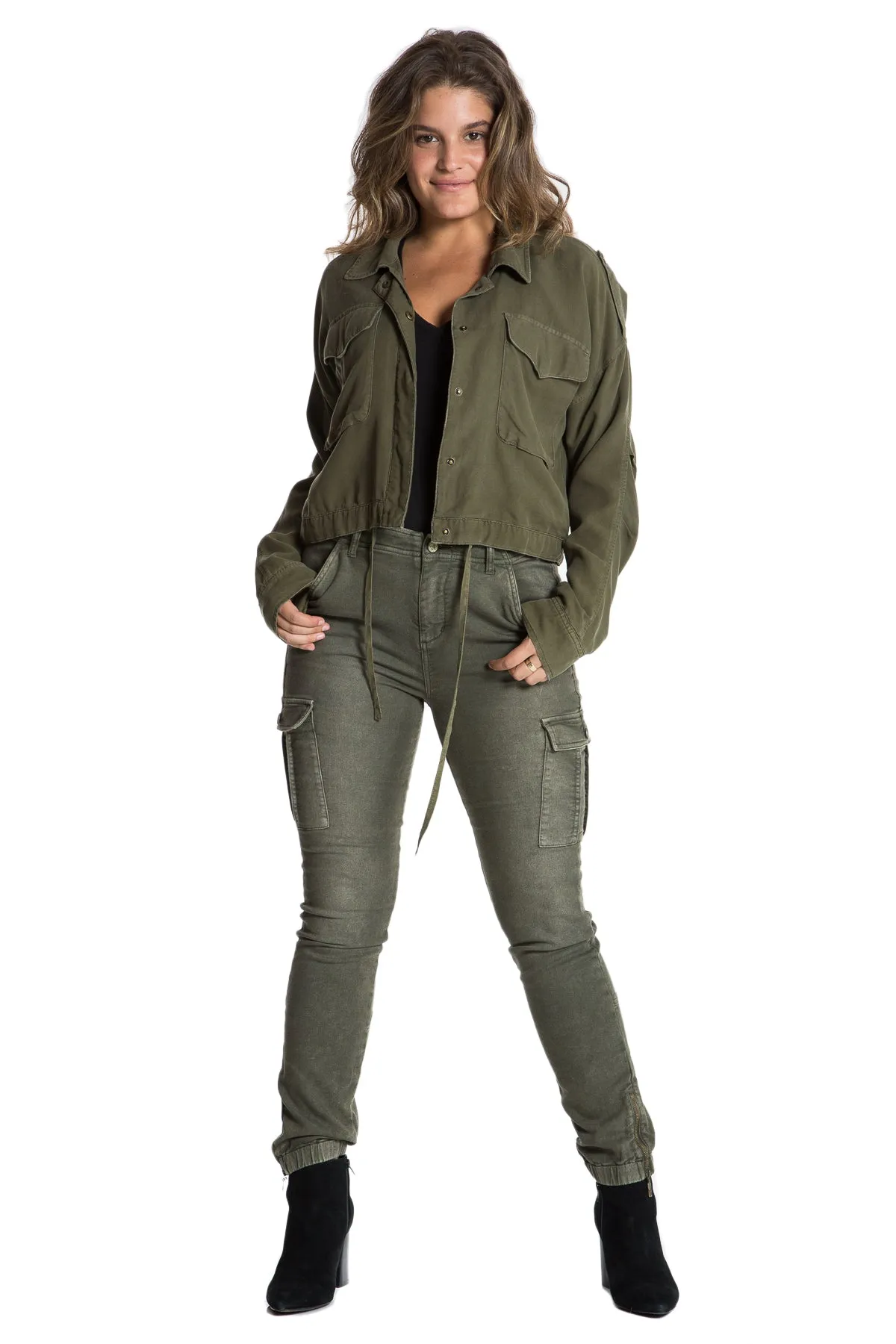 100% Silk jacket with elastic waist in Clover
