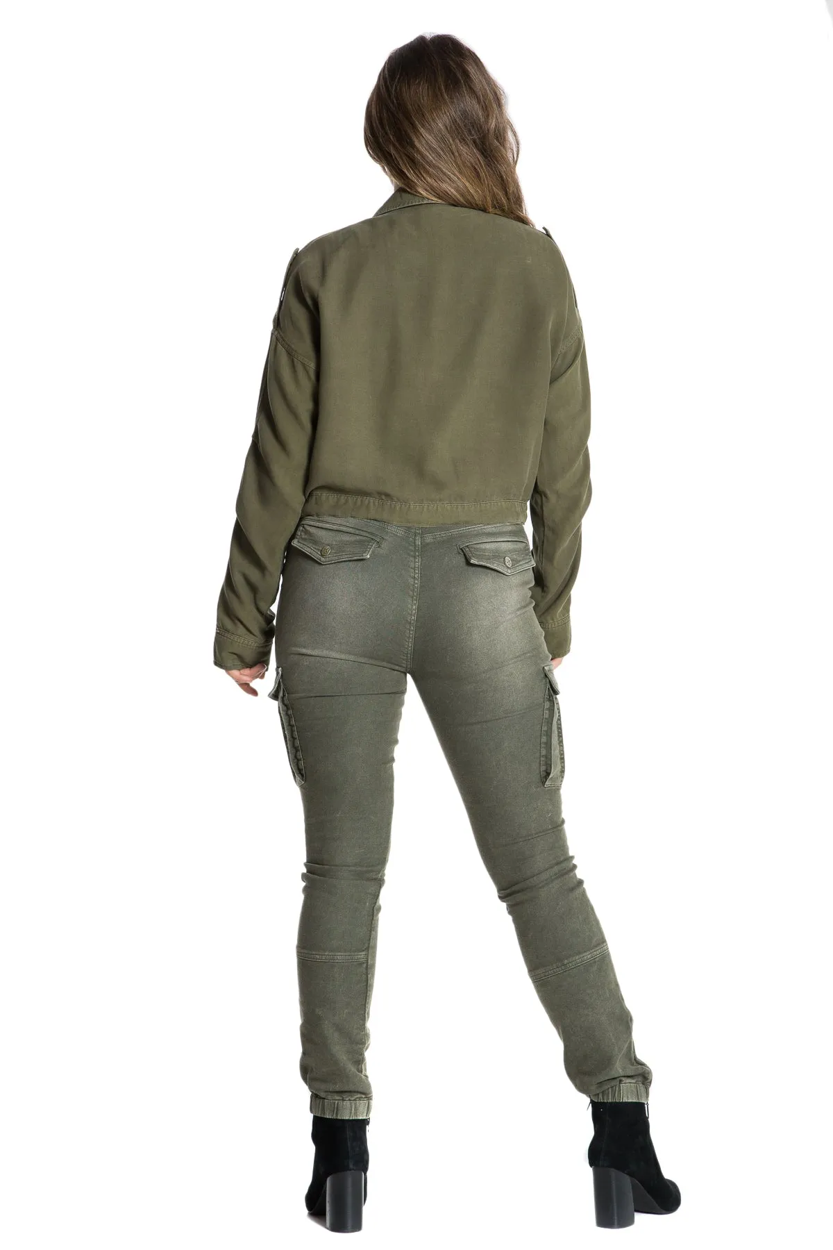 100% Silk jacket with elastic waist in Clover