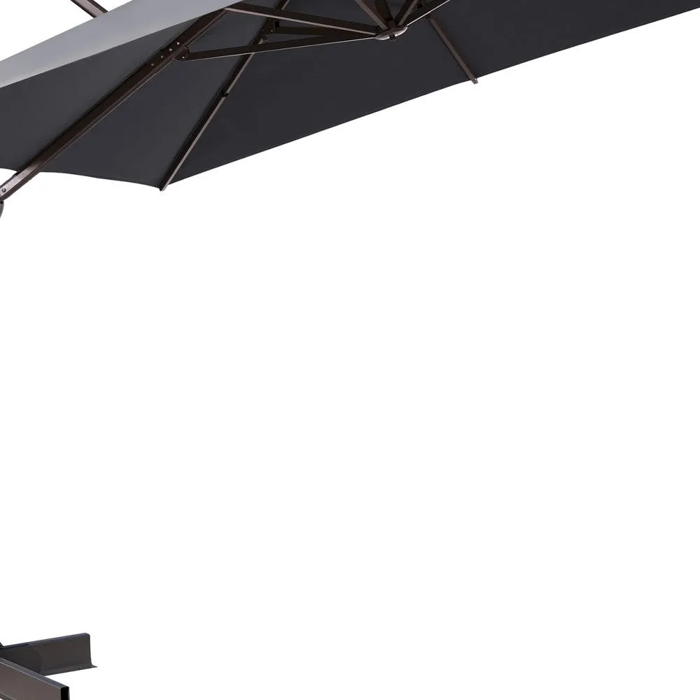 11' Dark Gray Polyester Square Tilt Cantilever Patio Umbrella with Stand - Stylish, Durable Shade Solutions!