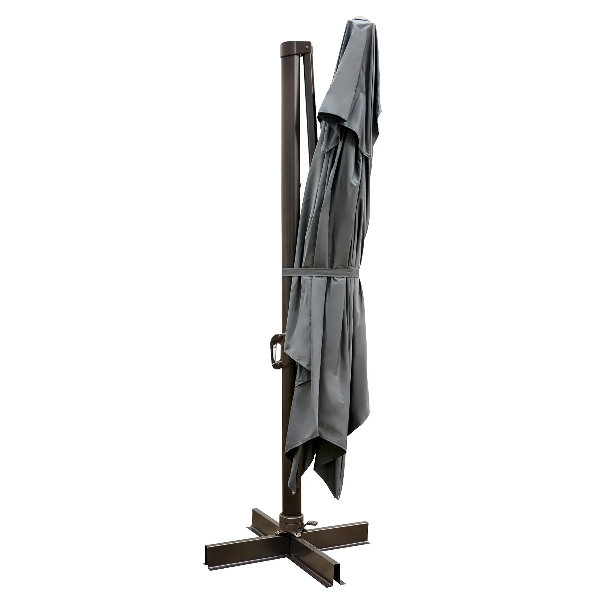 113" Dark Gray Cantilever Patio Umbrella with Stand - Stylish, Weather-Resistant Shade for Outdoors