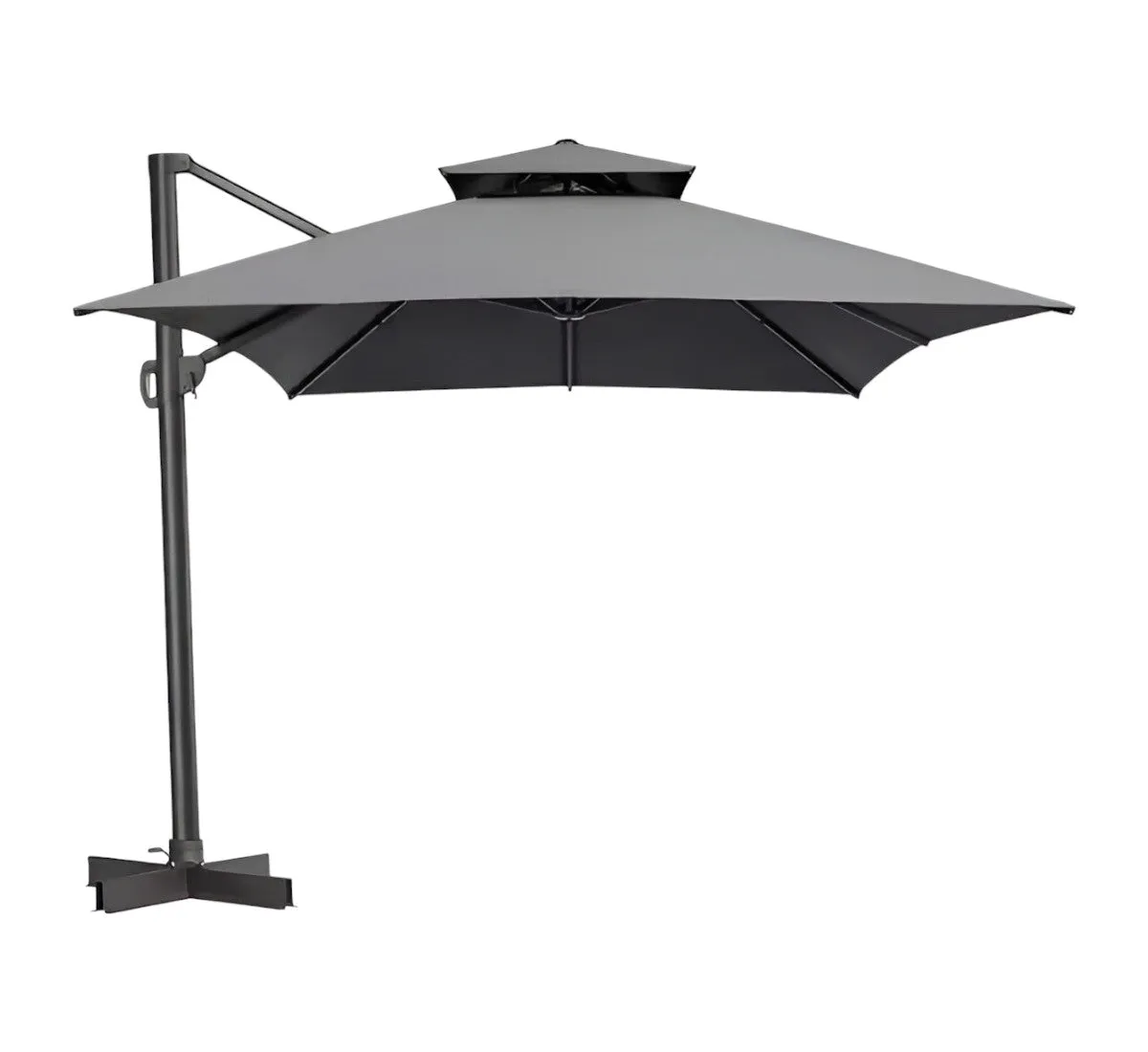 113" Dark Gray Cantilever Patio Umbrella with Stand - Stylish, Weather-Resistant Shade for Outdoors