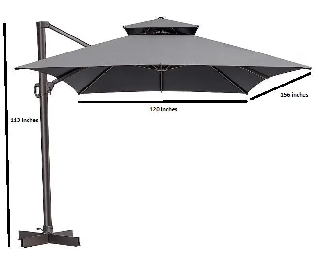 113" Dark Gray Cantilever Patio Umbrella with Stand - Stylish, Weather-Resistant Shade for Outdoors