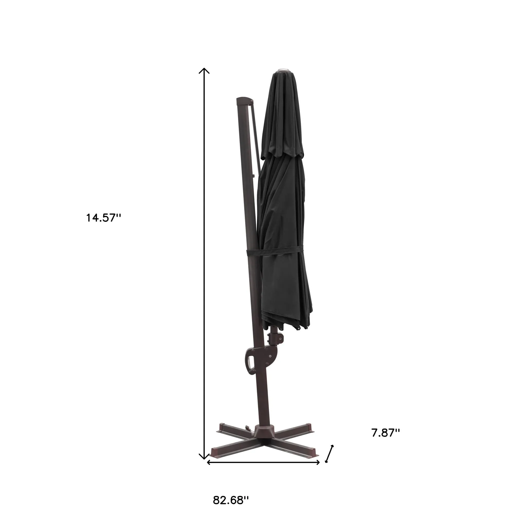 11.5' Black Polyester Round Tilt Cantilever Patio Umbrella - Stylish Shade for Outdoor Bliss!