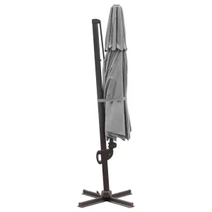 11.5' Dark Gray Polyester Round Tilt Cantilever Patio Umbrella with Stand for Outdoor Style