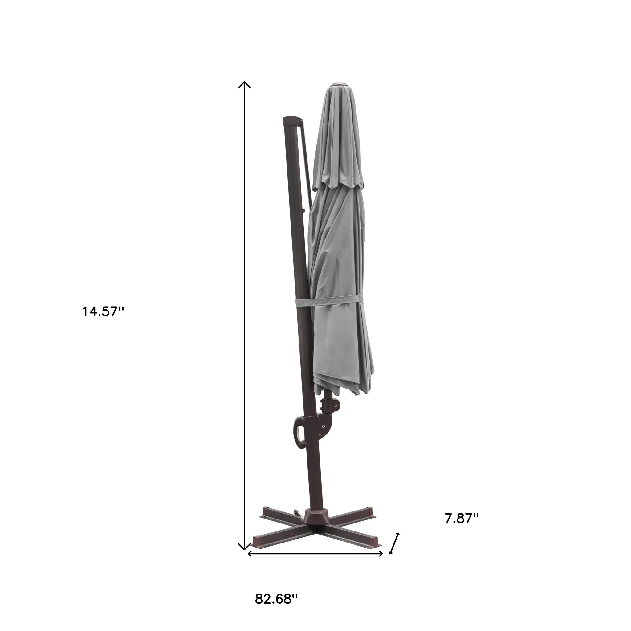 11.5' Dark Gray Polyester Round Tilt Cantilever Patio Umbrella with Stand for Outdoor Style