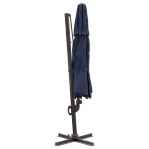 11.5' Navy Blue Cantilever Patio Umbrella with Stand – Stylish Shade for Outdoor Living Spaces