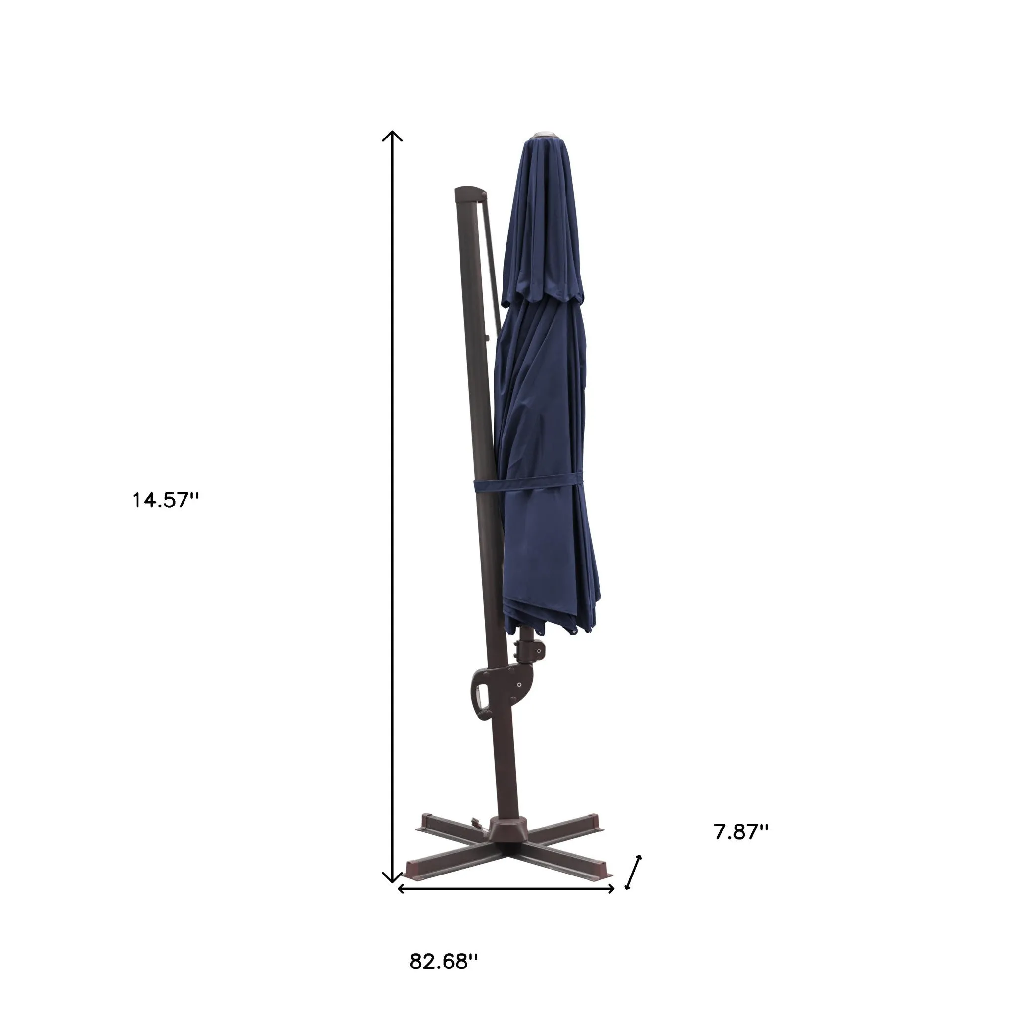 11.5' Navy Blue Cantilever Patio Umbrella with Stand – Stylish Shade for Outdoor Living Spaces