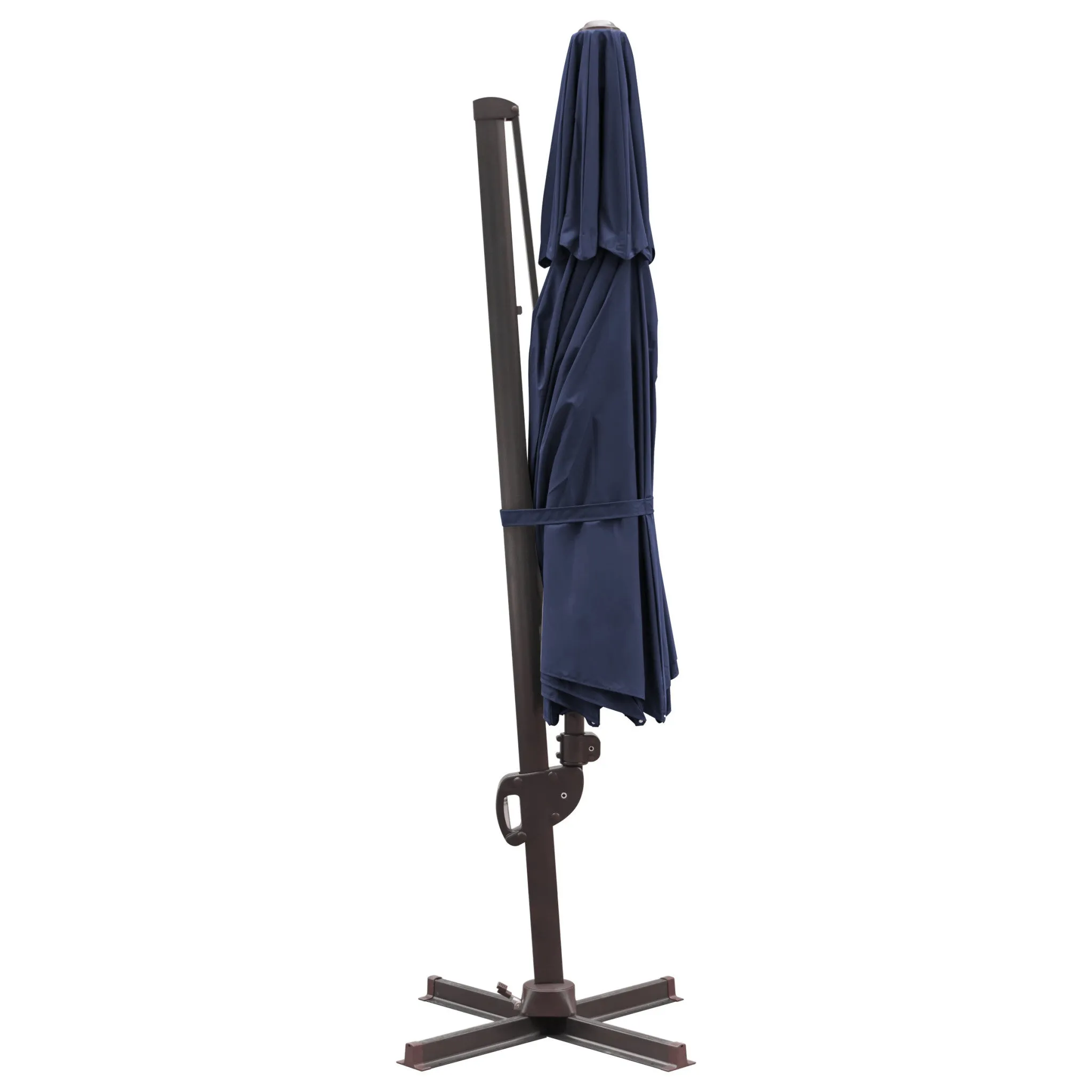 11.5' Navy Blue Cantilever Patio Umbrella with Stand – Stylish Shade for Outdoor Living Spaces
