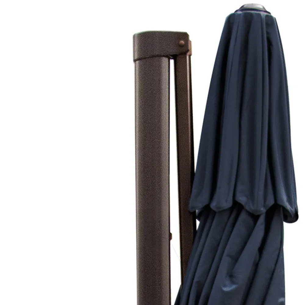 11.5' Navy Blue Cantilever Patio Umbrella with Stand - Stylish Shade for Outdoor Spaces!