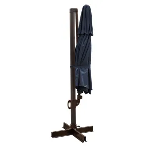 11.5' Navy Blue Cantilever Patio Umbrella with Stand - Stylish Shade for Outdoor Spaces!