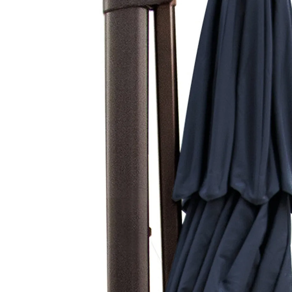 11.5' Navy Blue Cantilever Patio Umbrella with Stand - Stylish Shade for Outdoor Spaces!