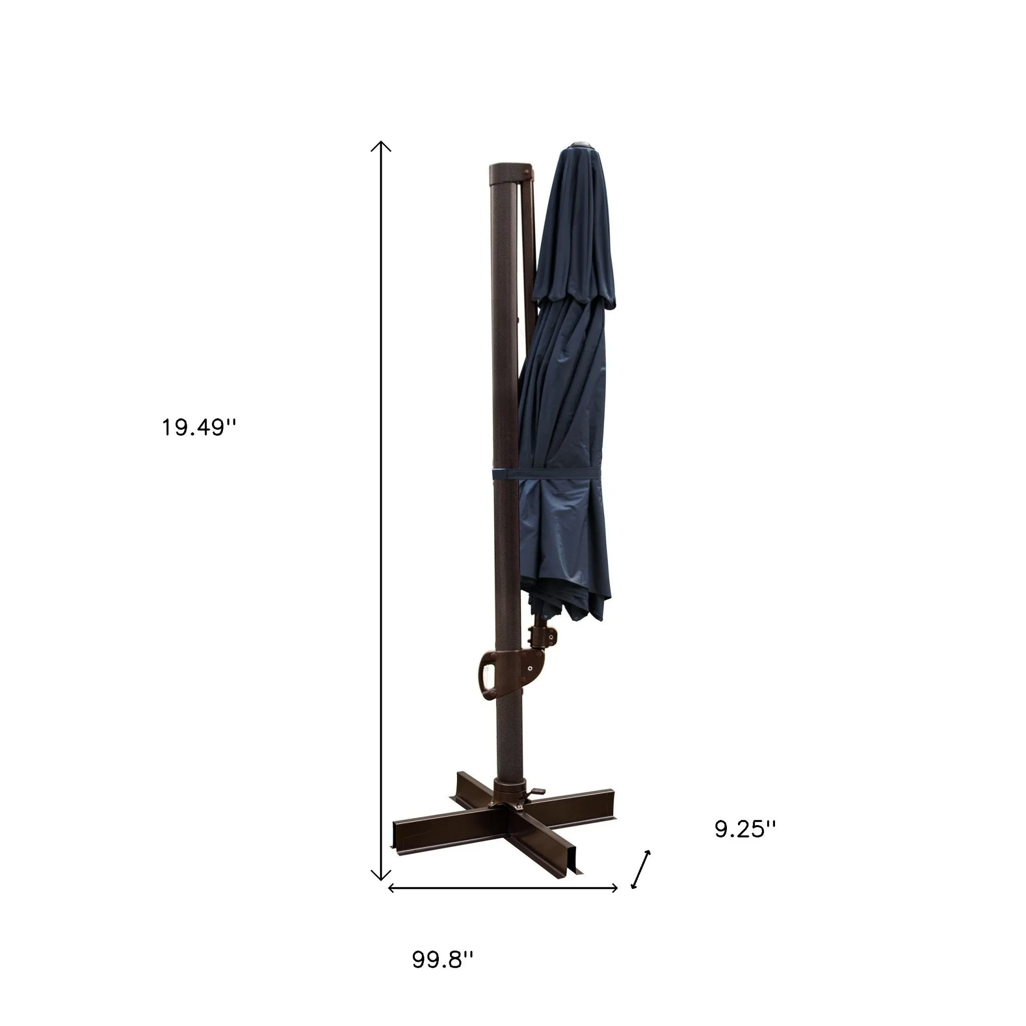 11.5' Navy Blue Cantilever Patio Umbrella with Stand - Stylish Shade for Outdoor Spaces!
