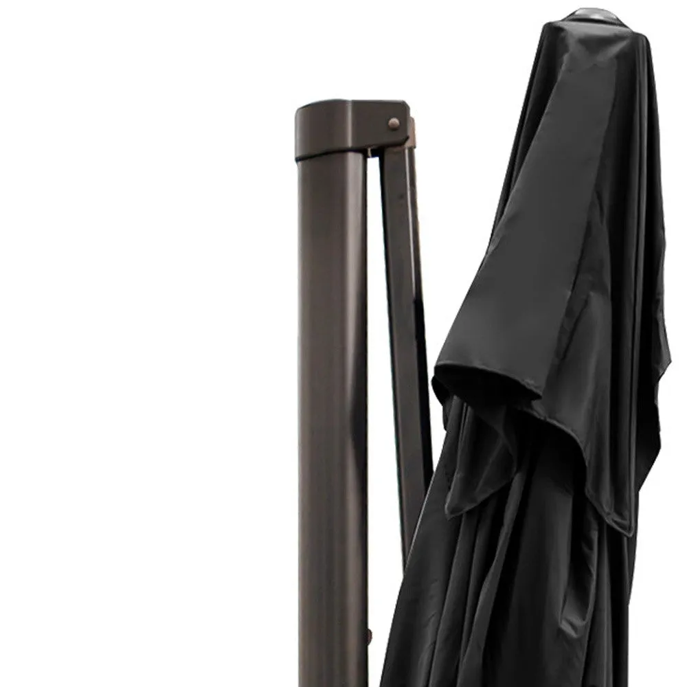 13' Black Polyester Rectangular Tilt Cantilever Patio Umbrella with Stand – Stylish Shade Anywhere!
