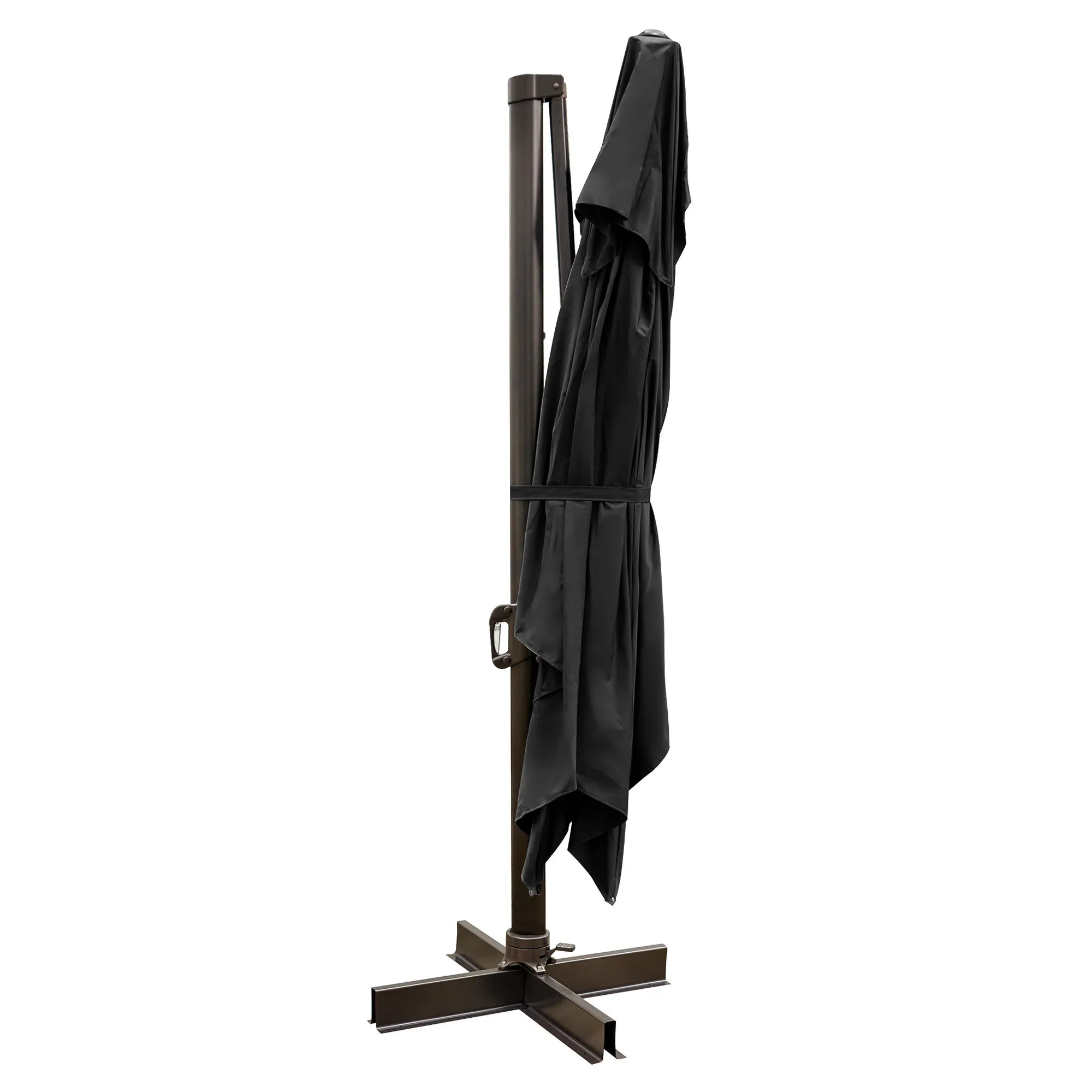13' Black Polyester Rectangular Tilt Cantilever Patio Umbrella with Stand – Stylish Shade Anywhere!