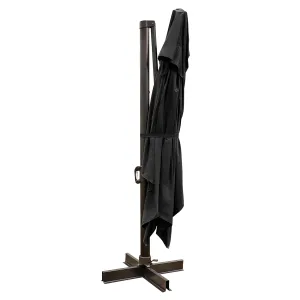 13' Black Polyester Rectangular Tilt Cantilever Patio Umbrella with Stand – Stylish Shade Anywhere!