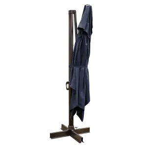 13' Navy Rectangular Tilt Cantilever Patio Umbrella with Stand - Stylish Shade for Outdoor Relaxation