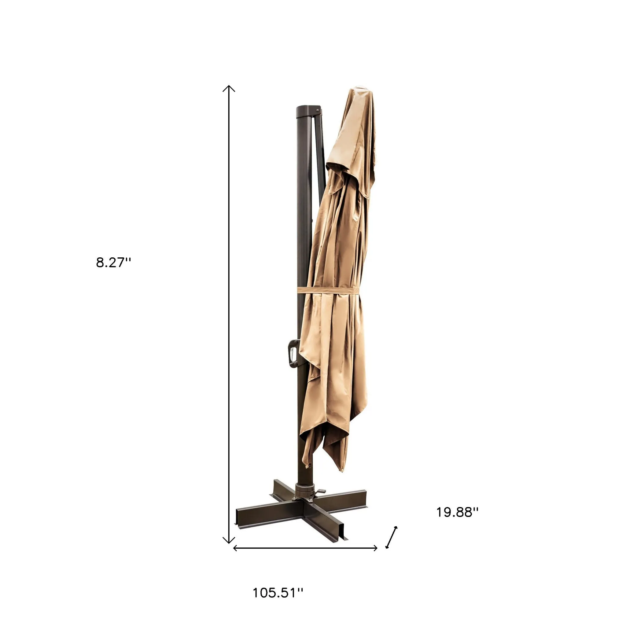 13' Tan Polyester Rectangular Cantilever Umbrella with Stand – Stylish Shade for Outdoor Spaces
