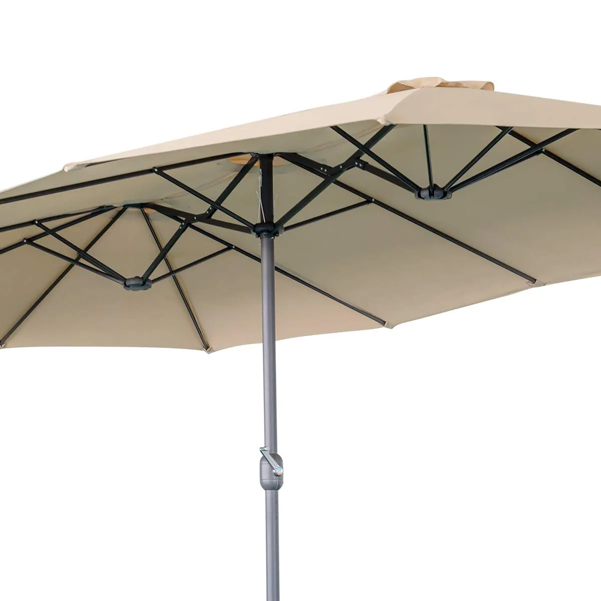15x9ft Double-Sided Patio Umbrella, Large Market Sunbrella Table Umbrellas with Crank Air Vents (Beige)