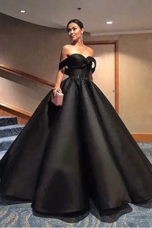 2024 A Line Off The Shoulder Prom Dresses Satin With Beading Floor Length