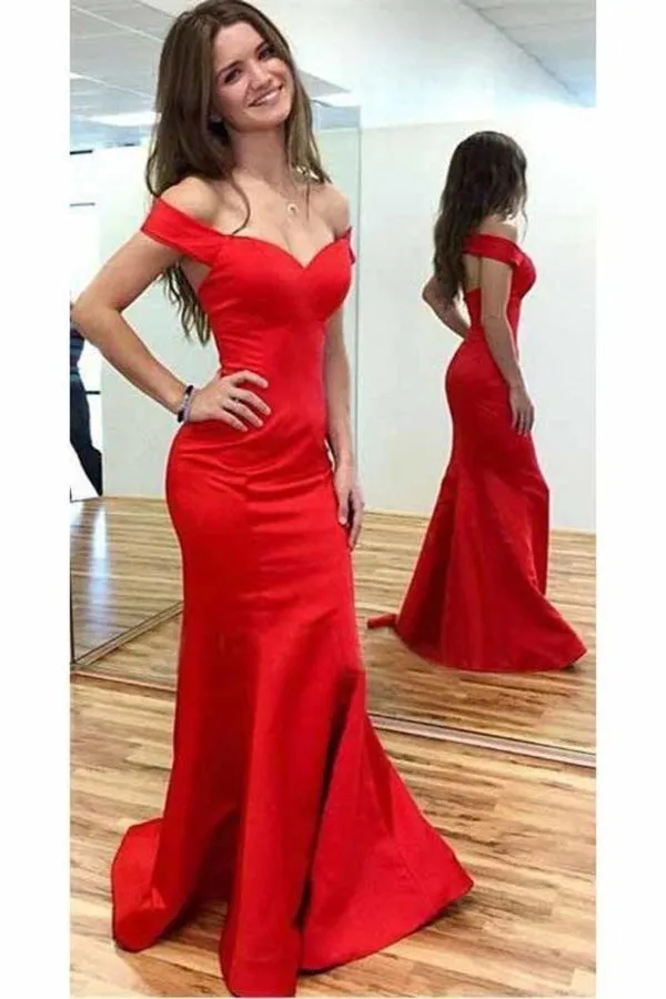 2024 Evening Dresses Off The Shoulder Satin Open Back Sweep P9642GZJ