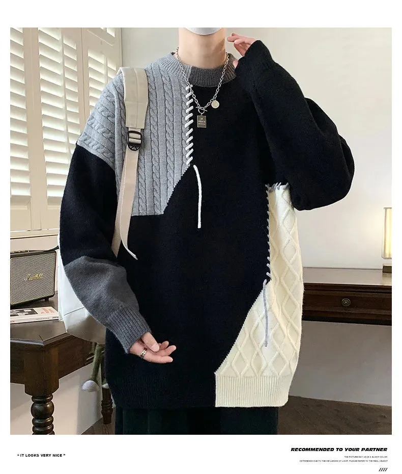 2024 Mens Streetwear Ripped Hole Fashion Sweater Korean High End Luxury Winter Hip Hop Sweaters Men Soft Warm Autumn Pullover