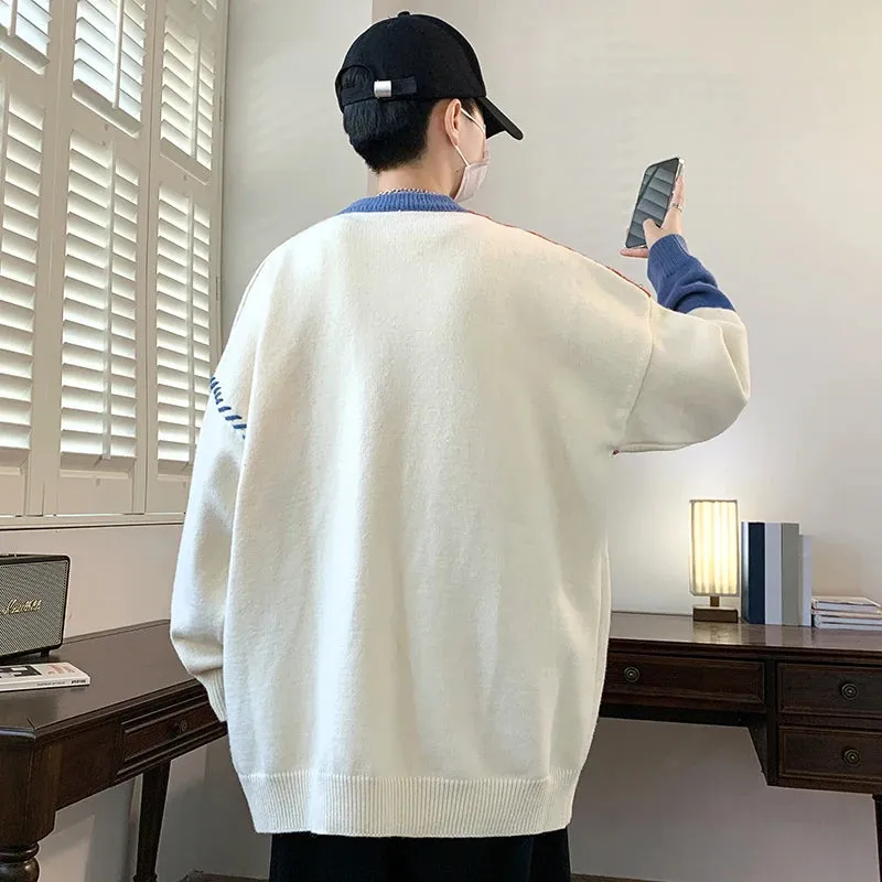 2024 Mens Streetwear Ripped Hole Fashion Sweater Korean High End Luxury Winter Hip Hop Sweaters Men Soft Warm Autumn Pullover