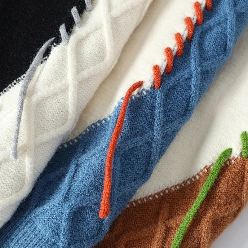 2024 Mens Streetwear Ripped Hole Fashion Sweater Korean High End Luxury Winter Hip Hop Sweaters Men Soft Warm Autumn Pullover