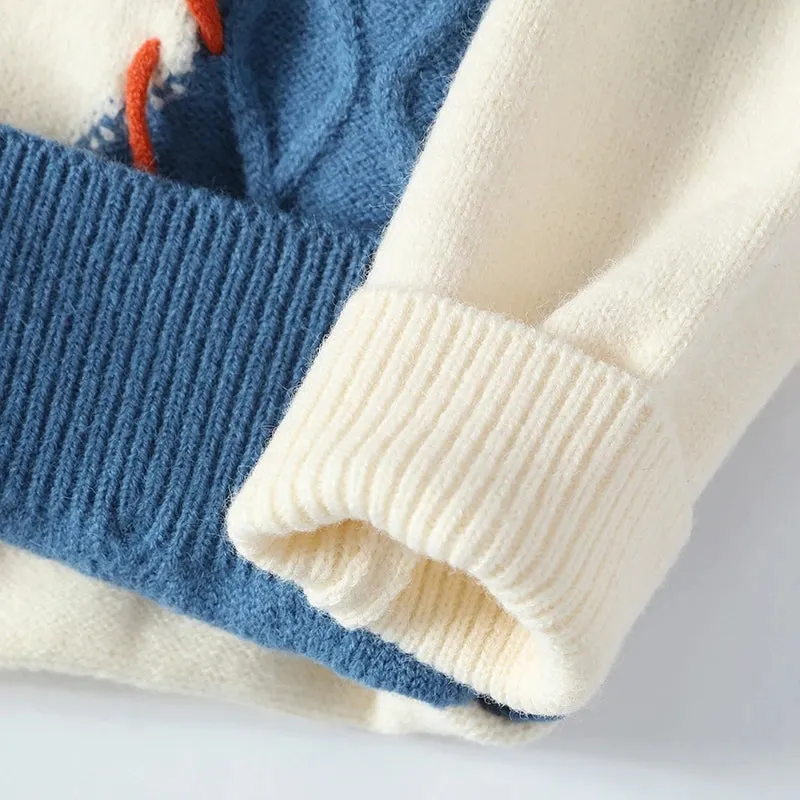 2024 Mens Streetwear Ripped Hole Fashion Sweater Korean High End Luxury Winter Hip Hop Sweaters Men Soft Warm Autumn Pullover