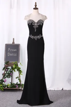 2024 Mermaid Prom Dresses Chiffon Off The Shoulder With Beading