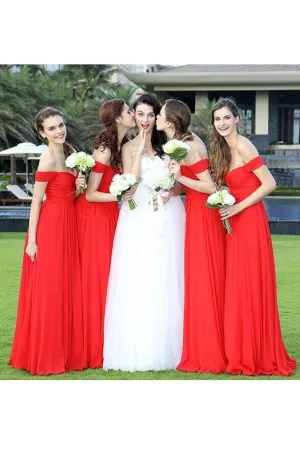 2024 New Arrival Off The Shoulder Bridesmaid Dresses A Line Chiffon