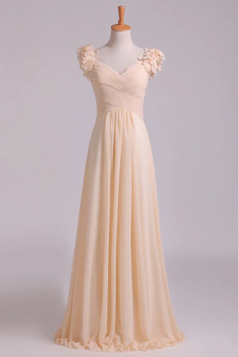 2024 Off The Shoulder Bridesmaid Dresses A-Line Chiffon With Ruffles