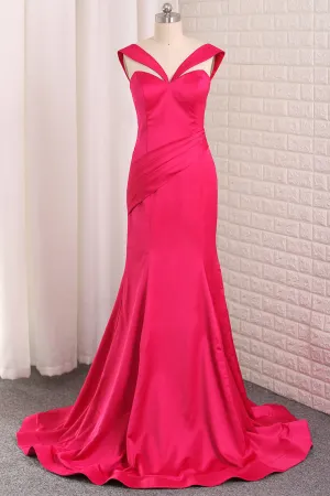2024 Off The Shoulder Mermaid Evening Dresses Stretch Satin Sweep Train