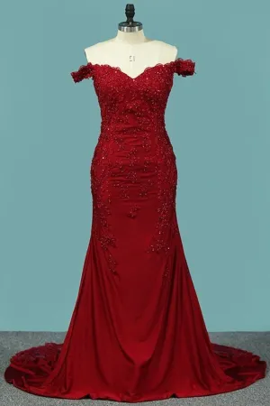 2024 Off The Shoulder Prom Dresses Mermaid Spandex PGHHBQRK