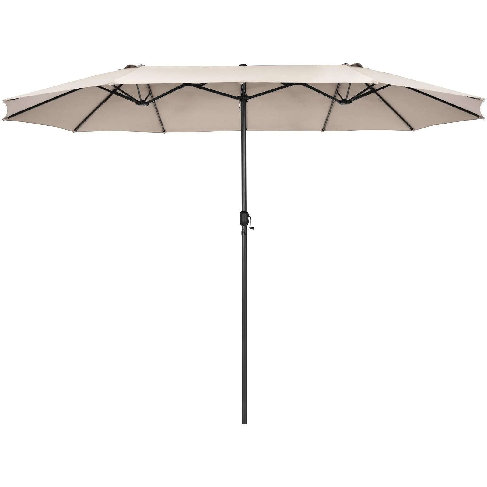 460cm Double-Sided Patio Umbrella with Hand-Crank System and Air Vents-Beige