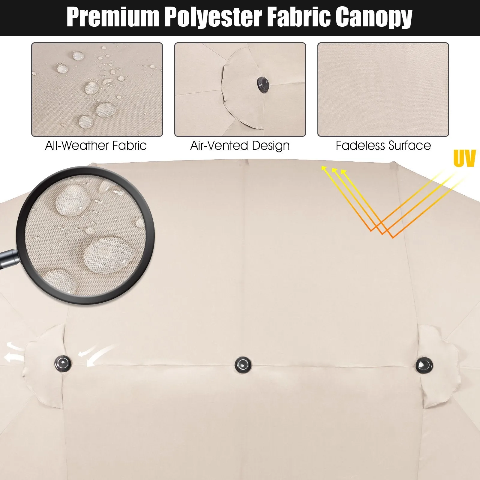 460cm Double-Sided Patio Umbrella with Hand-Crank System and Air Vents-Beige