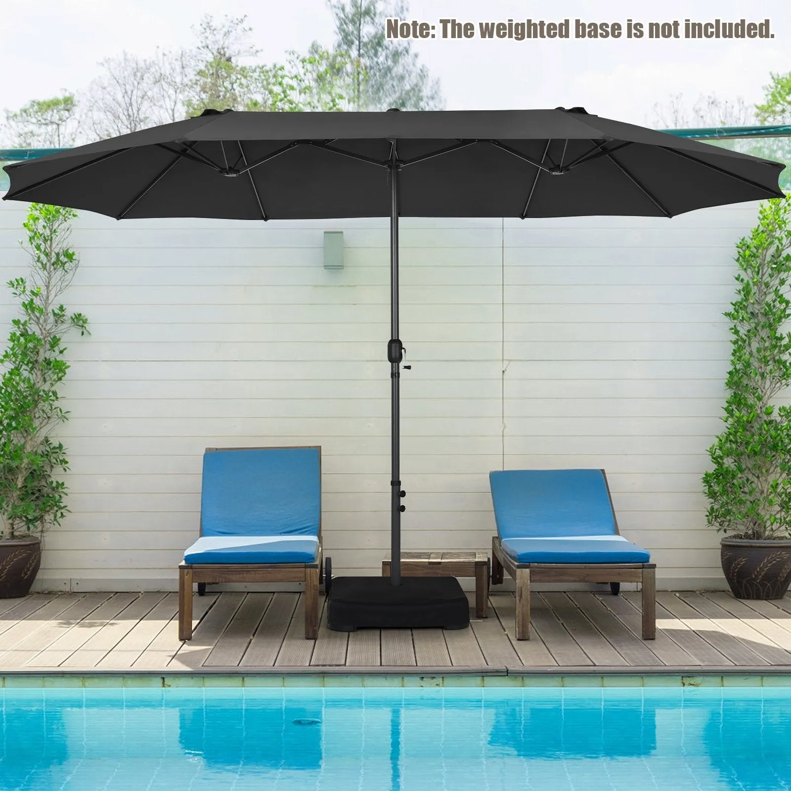 460cm Double-Sided Patio Umbrella with Hand-Crank System and Air Vents-Black