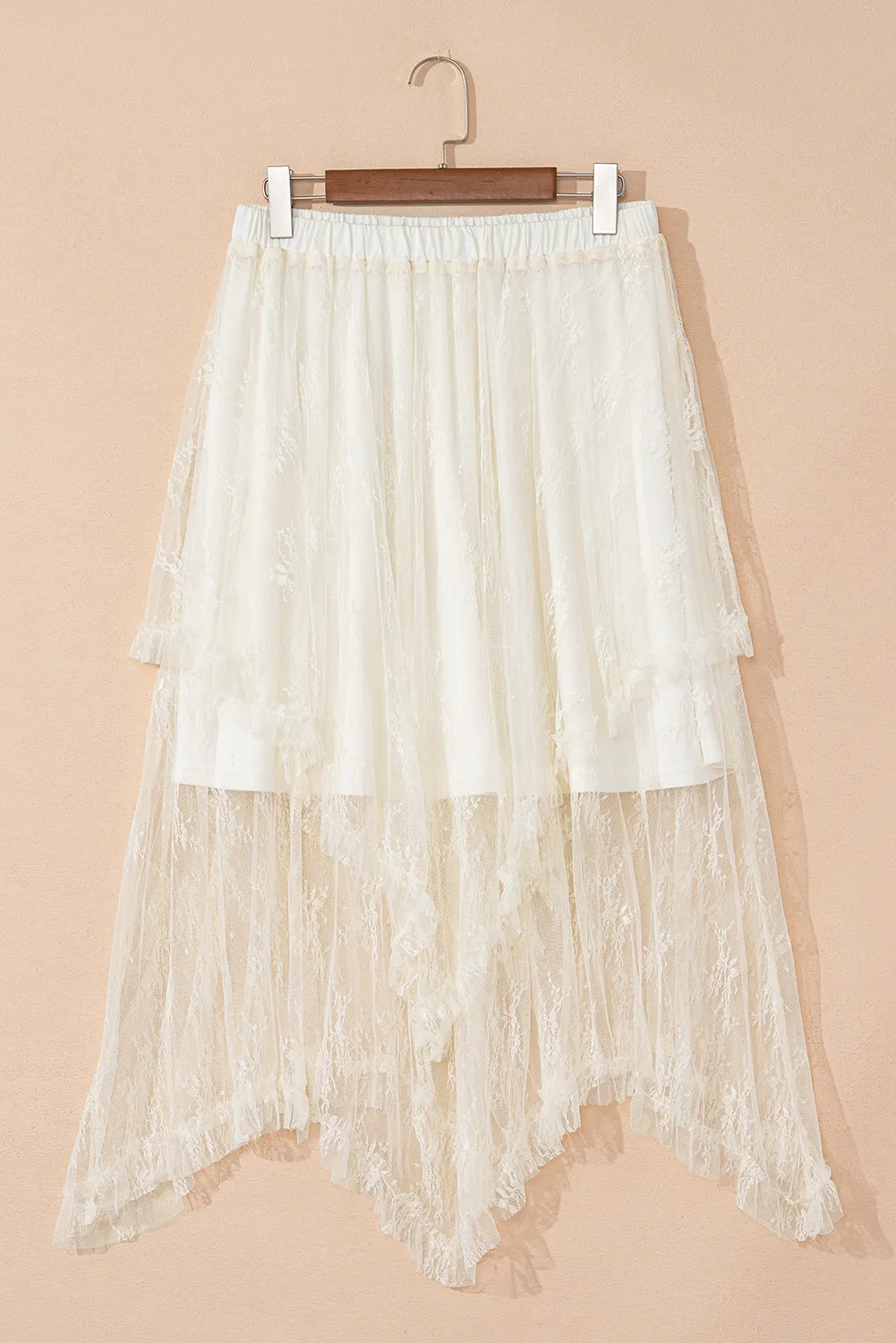 Aliza Lace Cascading Tiered High Waist Maxi Skirt