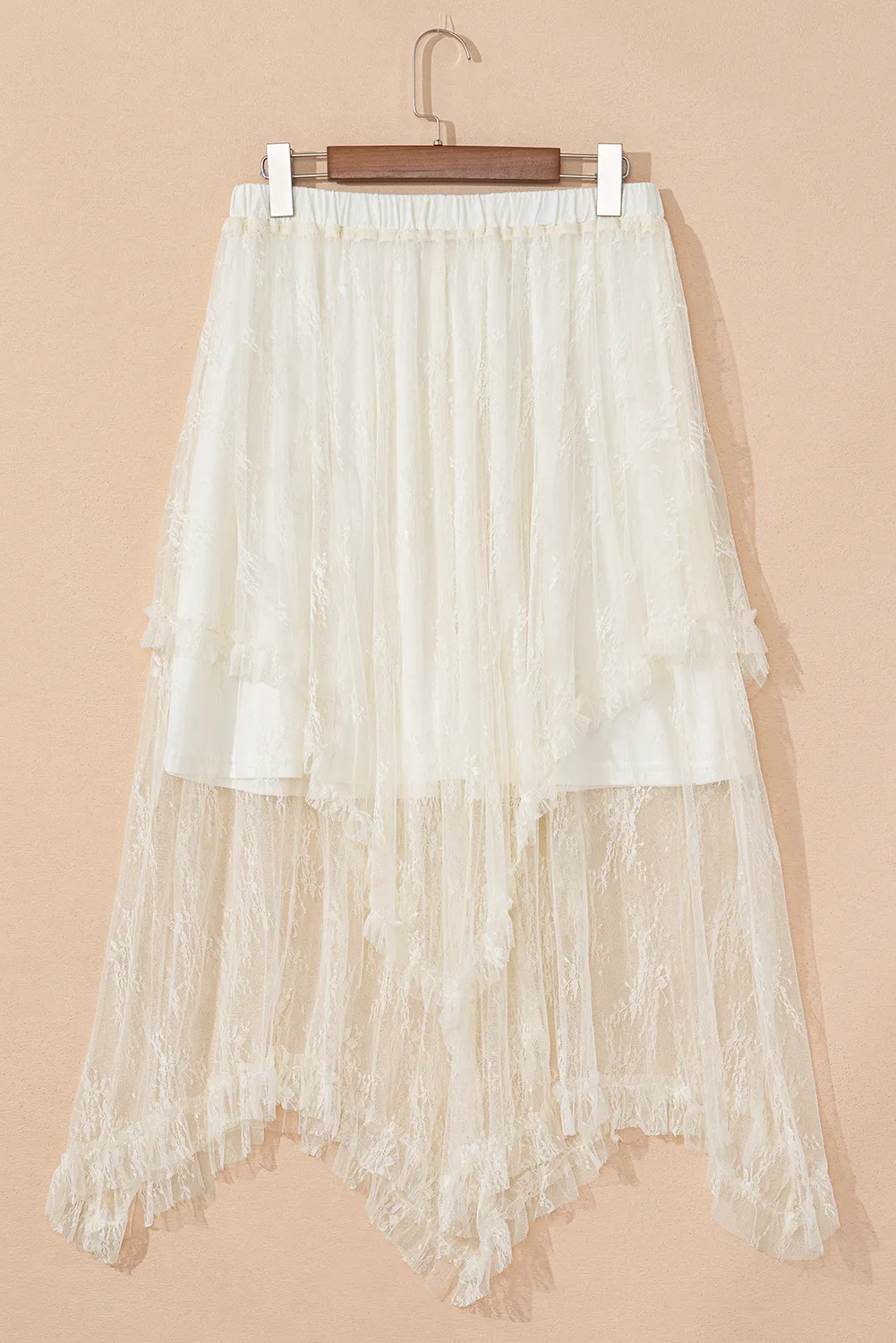 Aliza Lace Cascading Tiered High Waist Maxi Skirt