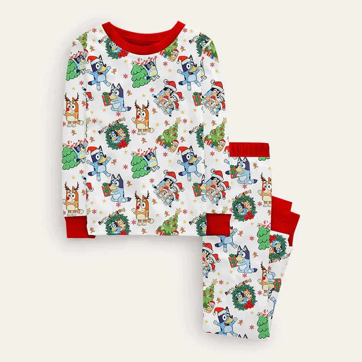 All Over Print Long Sleeve Long Pant Boys-طقم بيجامات للأطفال من البوليستر