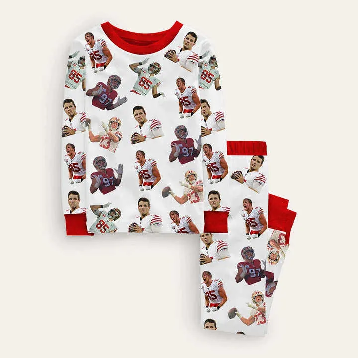 All Over Print Long Sleeve Long Pant Boys-طقم بيجامات للأطفال من البوليستر